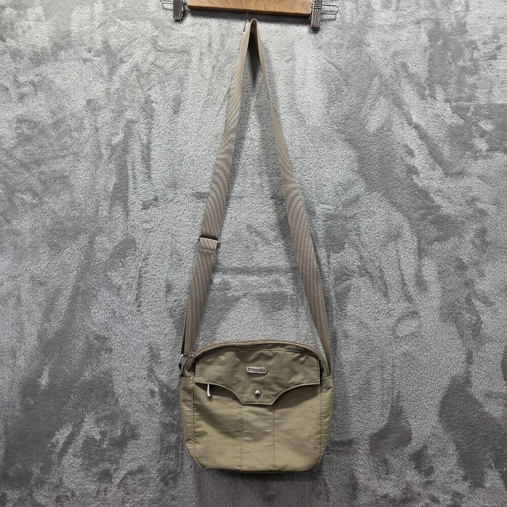 Baggallini Crossbody Bag Womens Khaki Nylon Travel Organizer Adjustable Strap